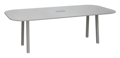 EFU 11 stůl jednací, masivní dřevěná podnož, zásuvkový systém EVOLINE, deska 18 mm, široký 2400 mm, metalická